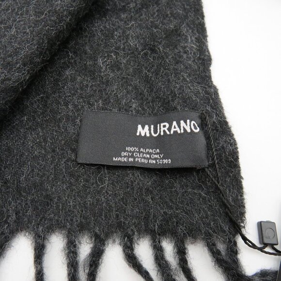 Murano Scarf Mens Womens Charcoal Gray 100% Alpaca Wool Fringed Peru Soft Warm - Picture 3 of 7